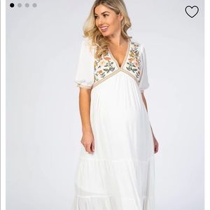 PinkBlush Embroidered Maternity Midi Dress
